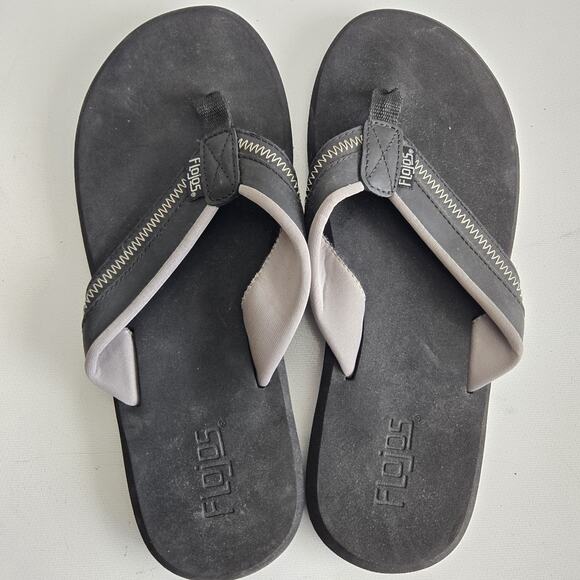 FLOJOS Two Tone Strap Black Gray FLIP FLOPS Men's Size 11 - Picture 1 of 6